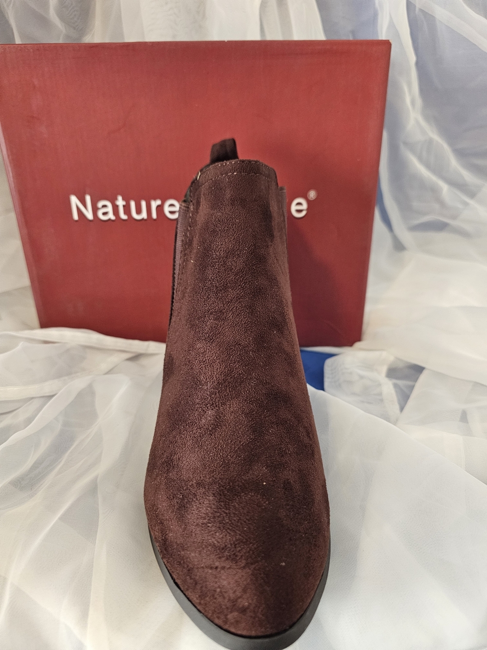 Nature Breeze Women's Brown Suede Ankle Booties - Picture 3 of 4